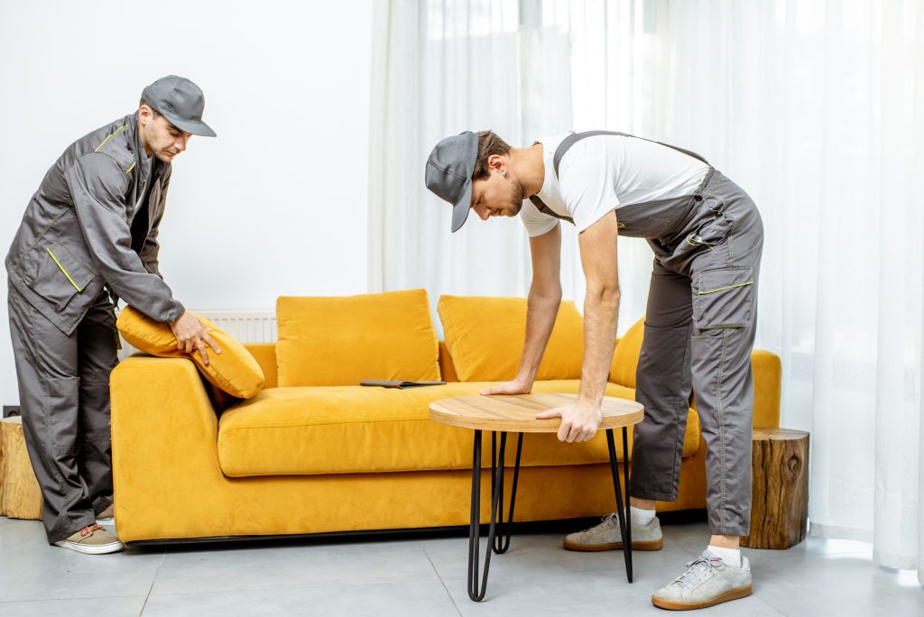 Vango team member is placing furniture